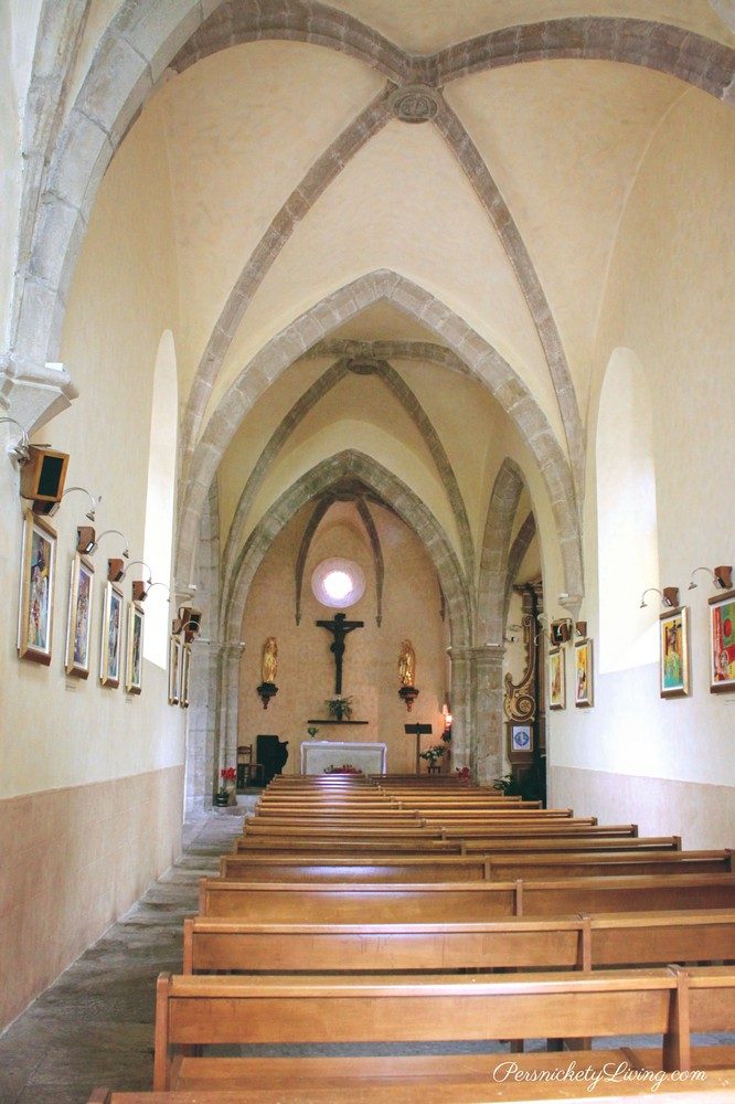Church interior French town Belcastel