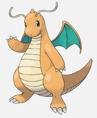 Dragonite yellow dragon with green wings