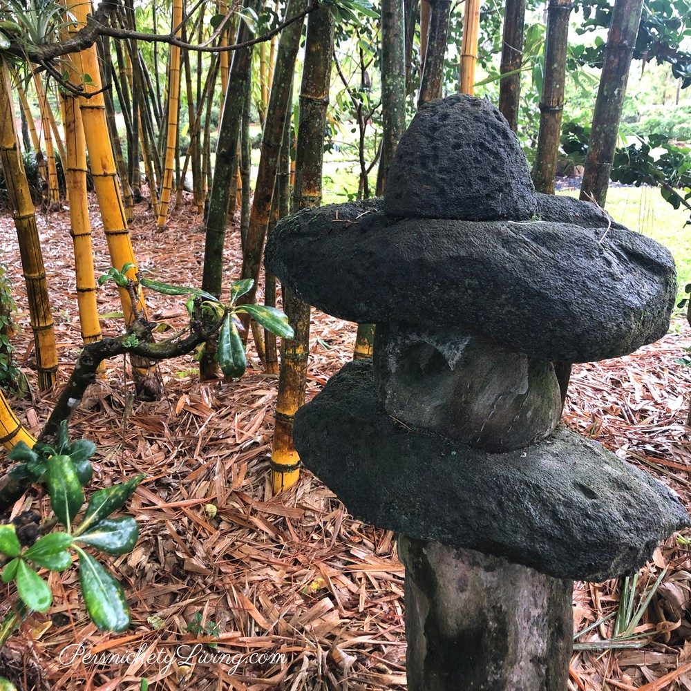 stone lantern with bamboo Japanese garden in Florida