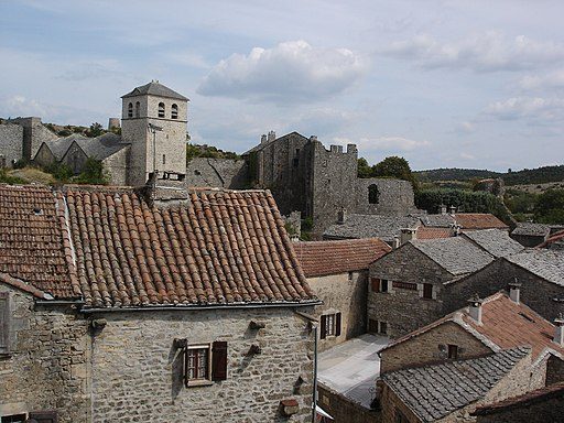 Aerial view ofBeautiful Templar village La Couvertoirade
