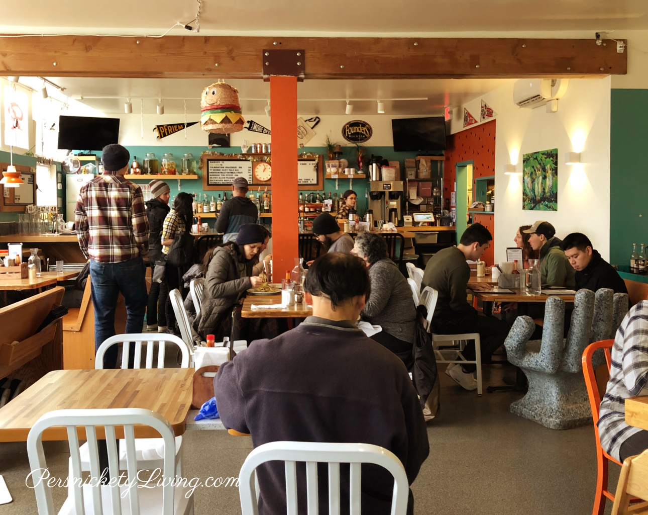 People eating Inside Off the Griddle