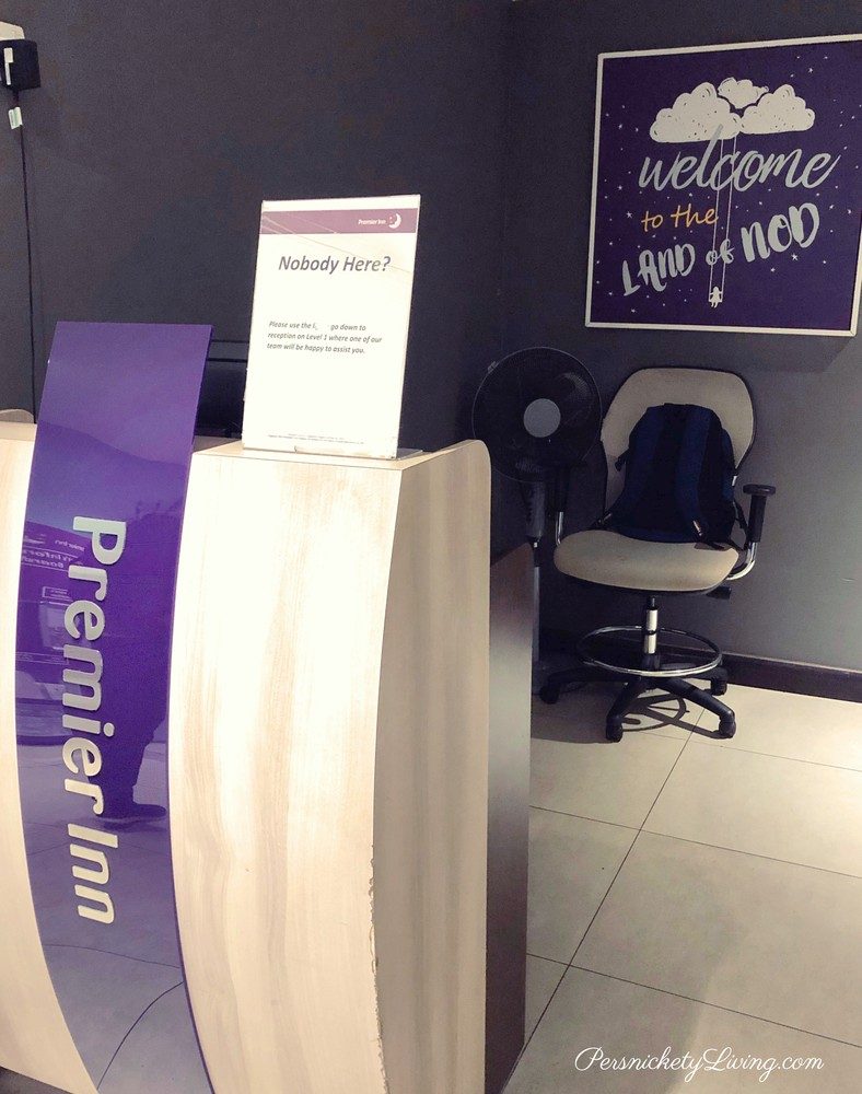 When you walk into Premier Inn from the tunnel...