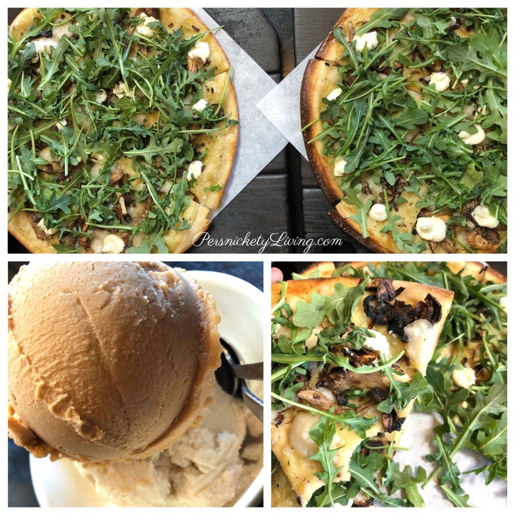 Vegan Superfunghi Gluten-Free Pizza with Hazelnut Latte & Bourbon Vanilla Ice Cream