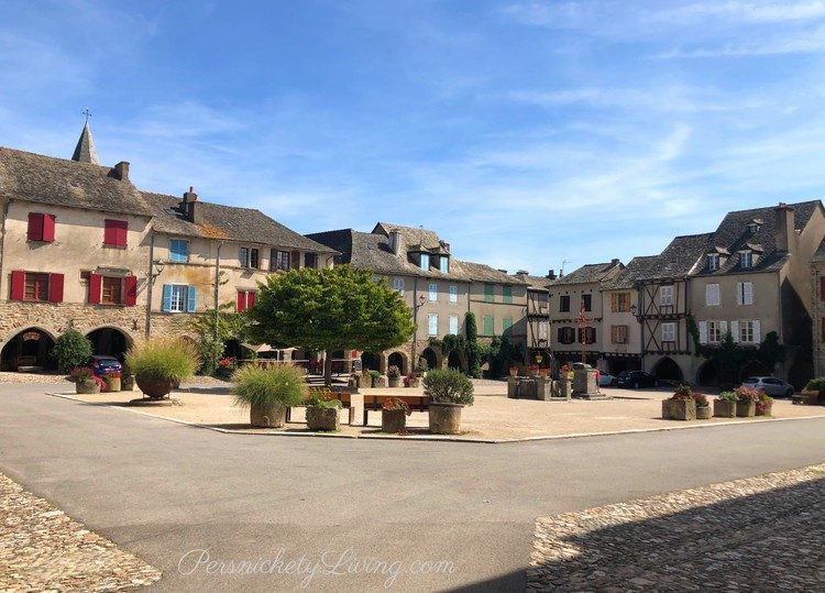 Central square with arcades in Sauveterre de Rouergue Aveyron