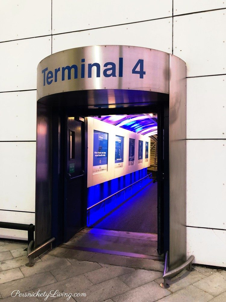 Entrance to T4 covered walkway heathrow london