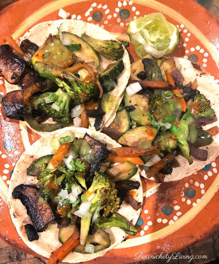 thoroughly cooked vegetable tacos