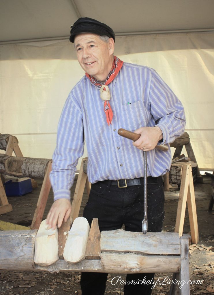 Man making Wooden Shoes at Portland Tulip Festival