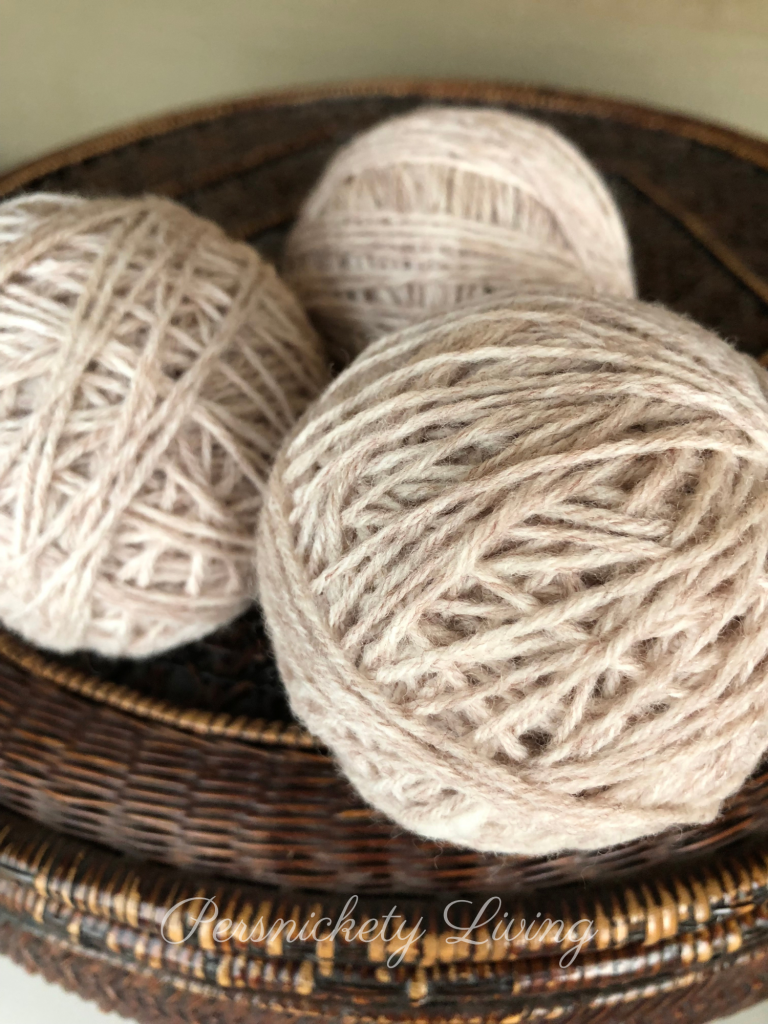 wool dryer balls before felting