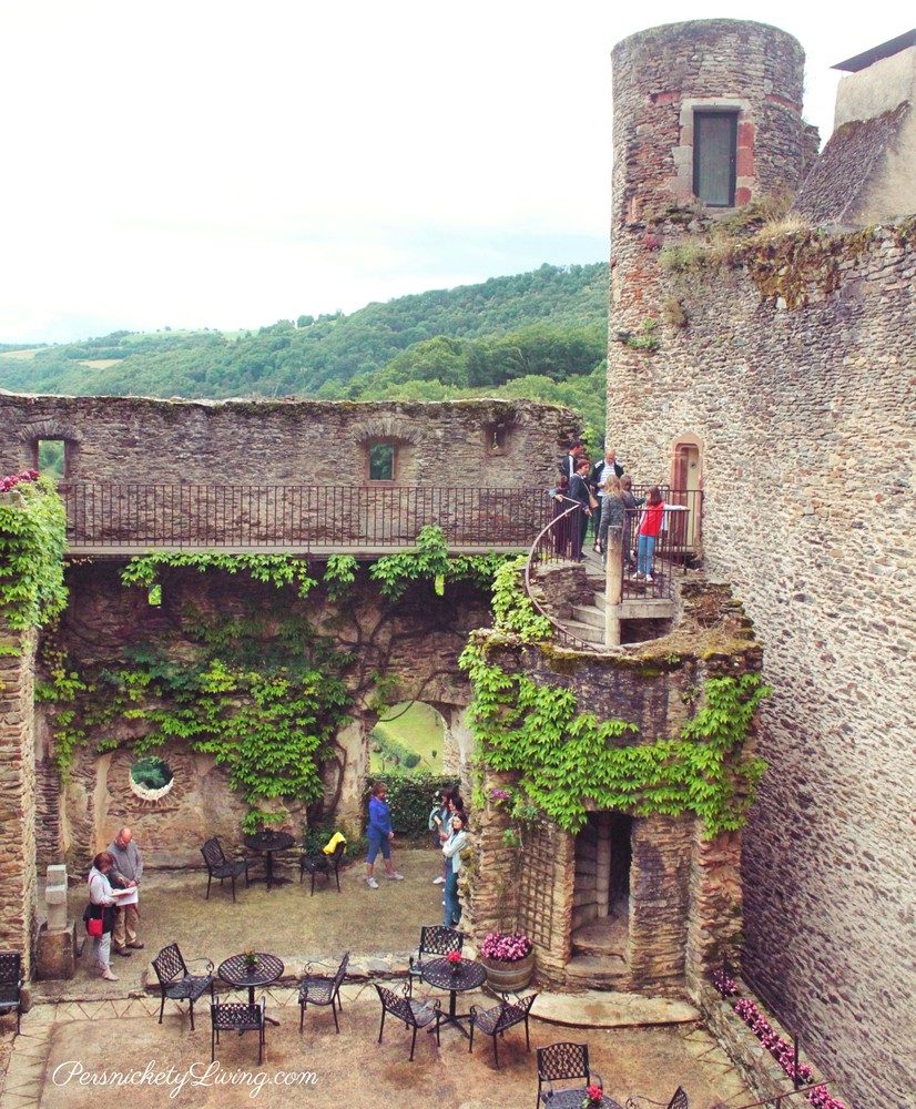 Castle courtyard in French town Belcastel