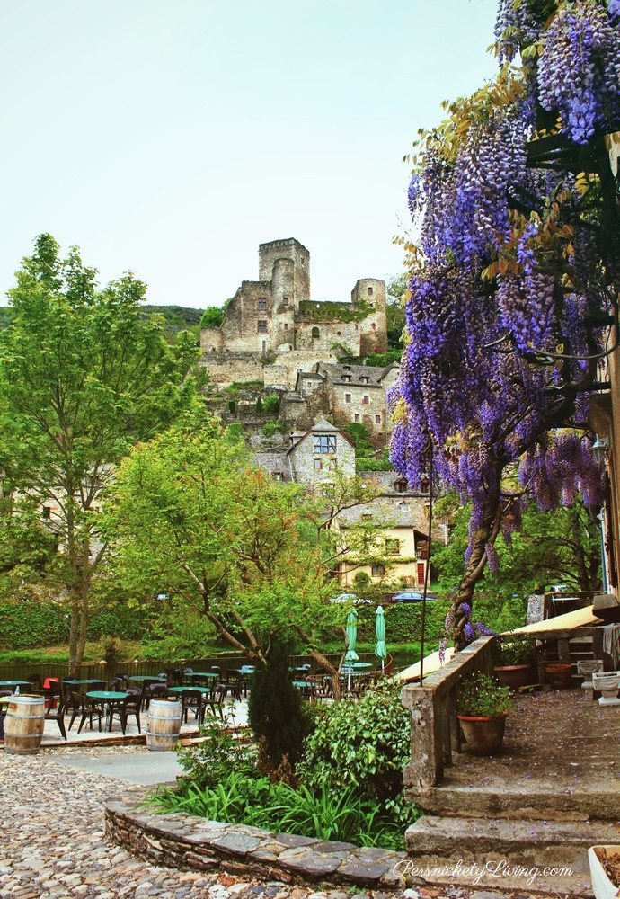 French town, Belcastel, castle is at the top of the hill