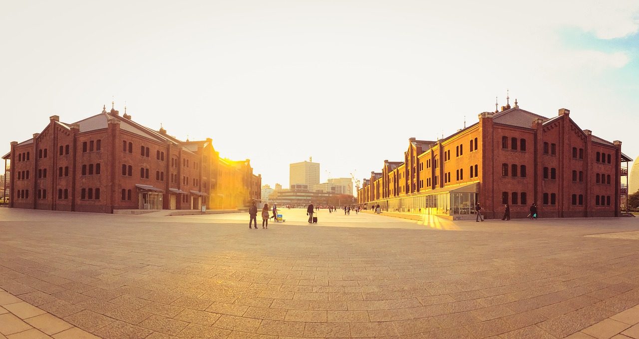 old red brick warehouses now shops and restaurants