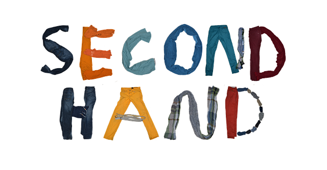 second hand spelled out using clothes as the letters